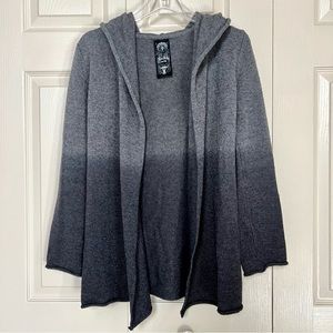 Niki Biki Gray Ombre Hooded Open Front Cardigan Sweater